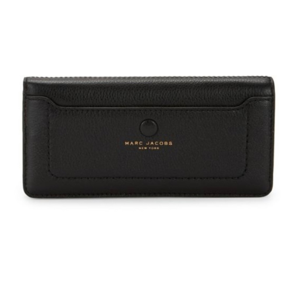 Marc Jacobs Empire City Open Face Long Wallet in Black Textured Leather
